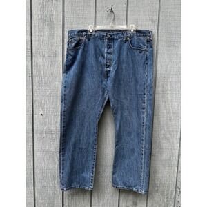Levis‎ 501 Button Fly Jeans Mens W44 L30 Denim Blue Cotton Casual Medium Wash